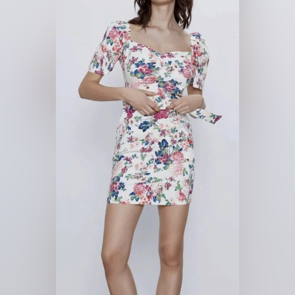 Zara Belted Floral Dress